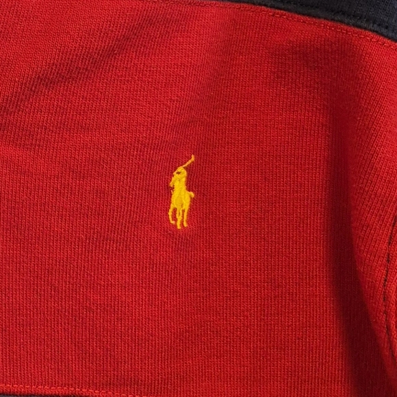 Vtg Polo Ralph Lauren Rugby Shirt Red/Blue Striped Elbow Patches Men's Size S - Picture 4 of 13